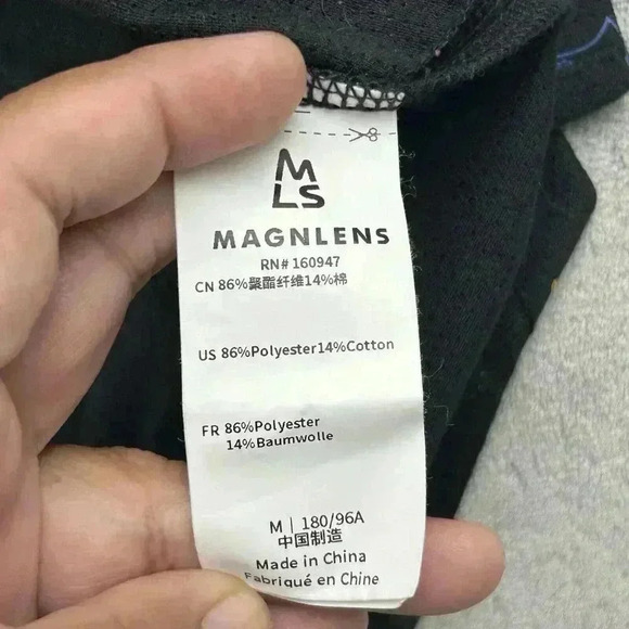 Magnlens Shirt Mens Medium Black Tank Top All Over Print Logo Workout Mesh Tee - Picture 8 of 10